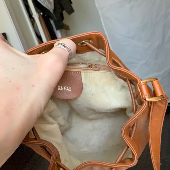 Gucci Horse-bit Tan Leather drawstring bag - Picture 9 of 10